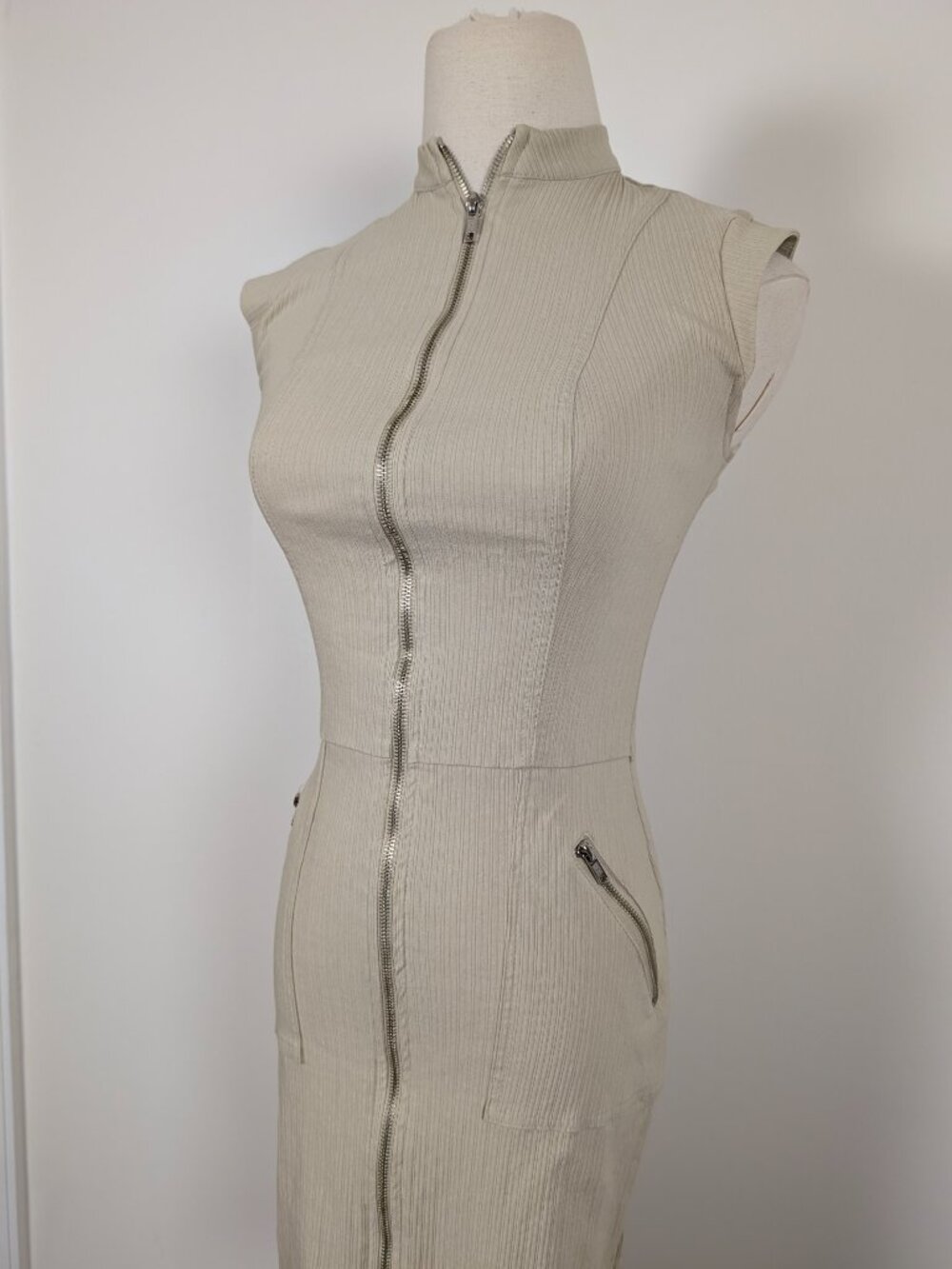 90s Le Chateau Fitted Midi Dress Size XS Stretchy Ribbed Semi-Formal - Picture 7 of 14